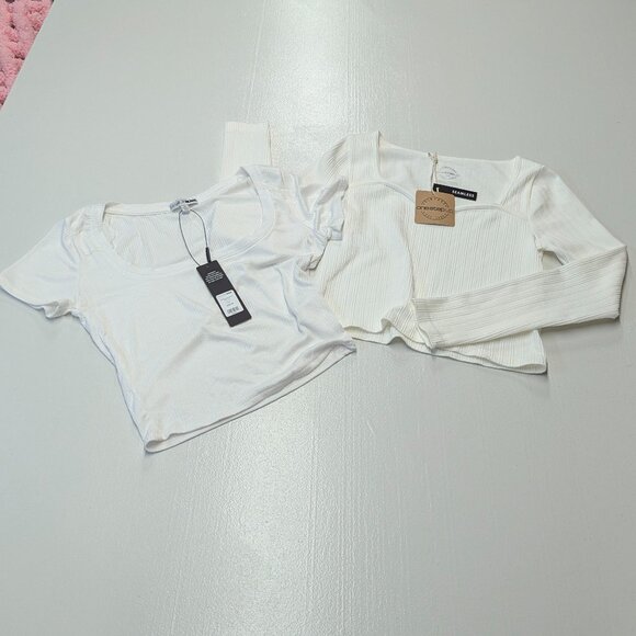 NWT Shirt Bundle Fashion Nova White One Step Up Ivory Size S/M - Picture 11 of 11